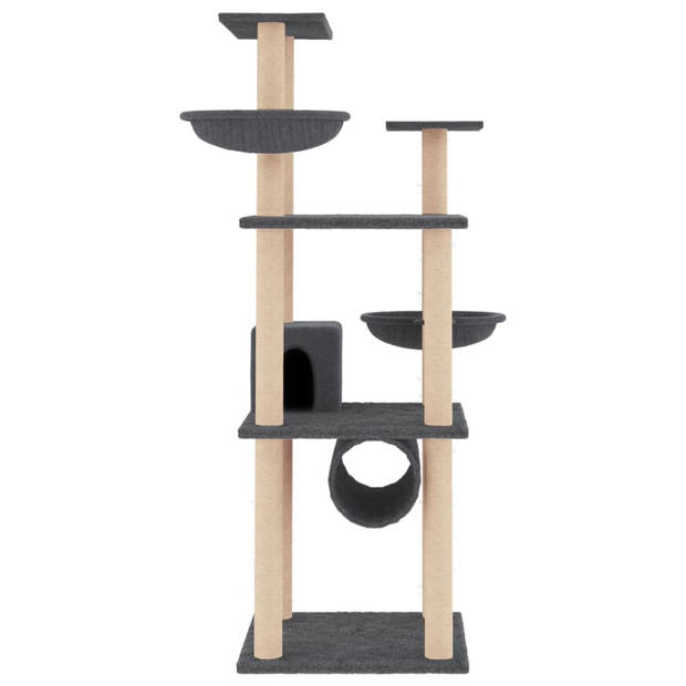 The Living Store Kattenmeubel All-in-One - 72.5 x 96.5 x 141 cm - Donkergrijs