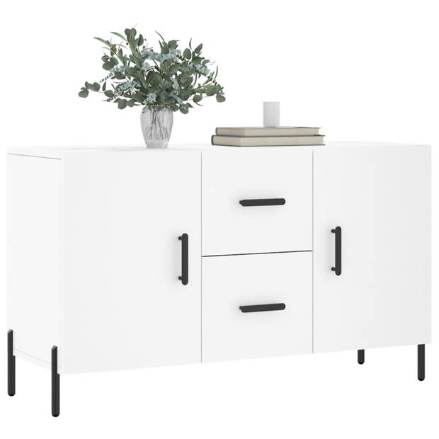 The Living Store Dressoir - - Bewerkt hout en metaal - 100 x 36 x 60 cm - Kleur wit