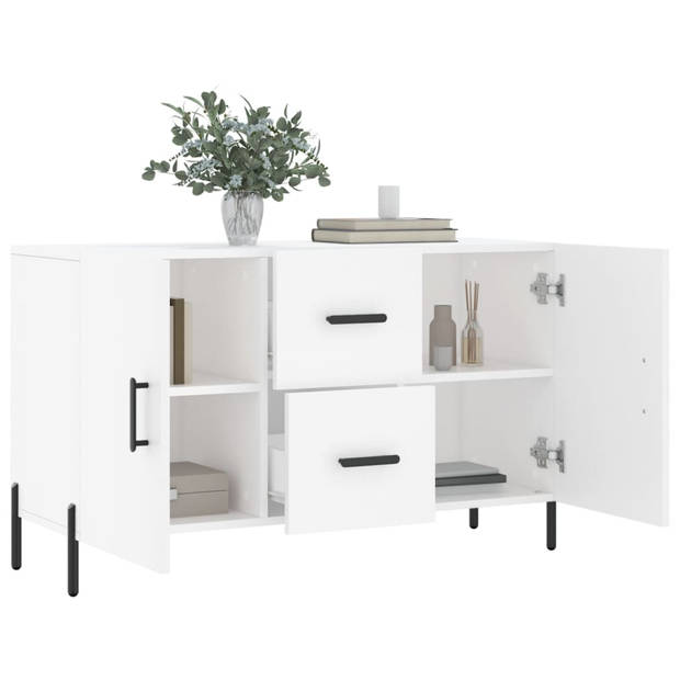 The Living Store Dressoir - - Bewerkt hout en metaal - 100 x 36 x 60 cm - Kleur wit