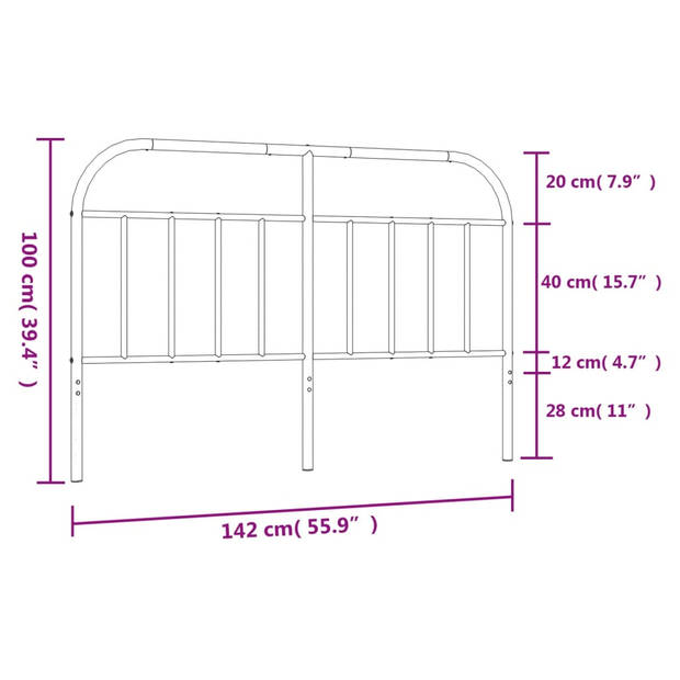 vidaXL Hoofdbord metaal wit 135 cm