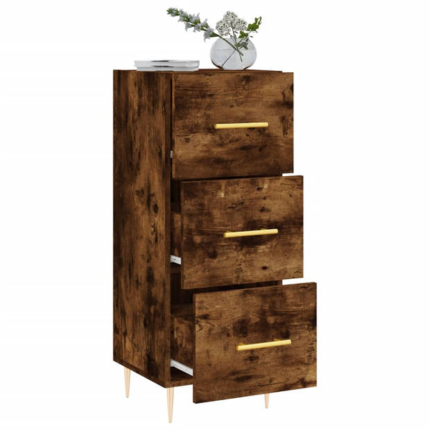 The Living Store Dressoir - Bijzetkast - 34.5 x 34 x 90 cm - Gerookt eiken