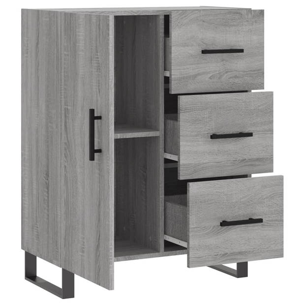 vidaXL Dressoir 69,5x34x90 cm bewerkt hout grijs sonoma eikenkleurig