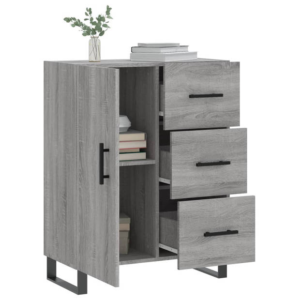 vidaXL Dressoir 69,5x34x90 cm bewerkt hout grijs sonoma eikenkleurig