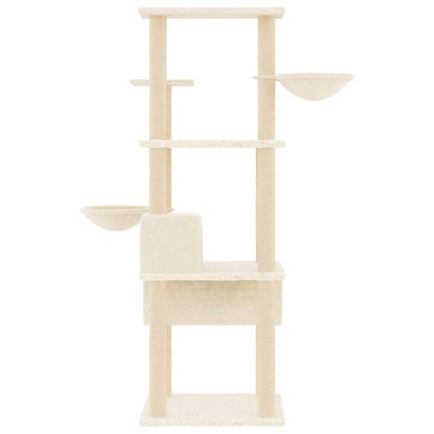 vidaXL Kattenmeubel met sisal krabpalen 141 cm crèmekleurig