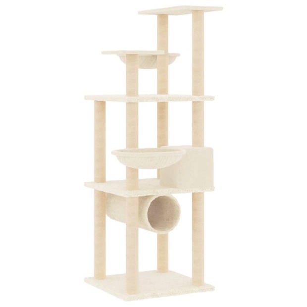 vidaXL Kattenmeubel met sisal krabpalen 141 cm crèmekleurig