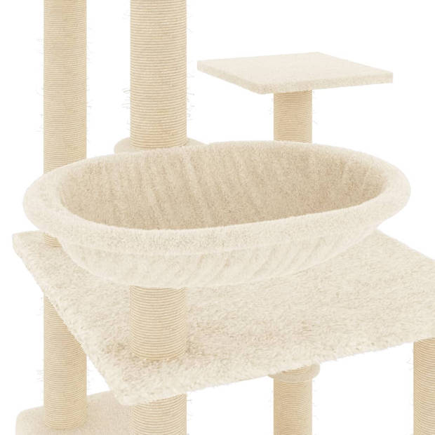 vidaXL Kattenmeubel met sisal krabpalen 141 cm crèmekleurig