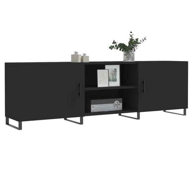 The Living Store TV-meubel - Trendy - TV-kast - Afmetingen- 150 x 30 x 50 cm - Kleur- Zwart - Materiaal- Bewerkt hout