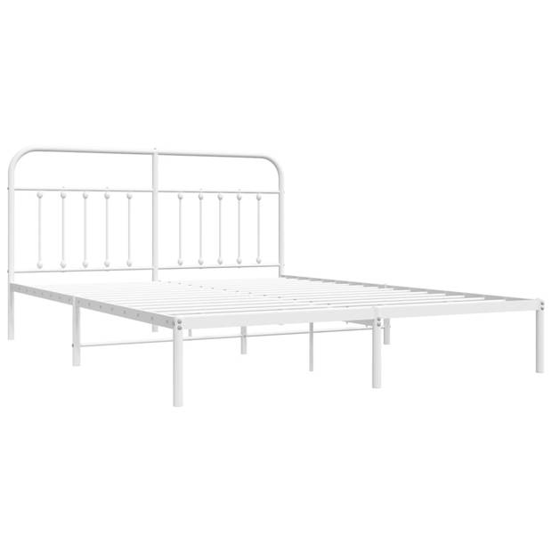 vidaXL Bedframe met hoofdbord metaal wit 183x213 cm