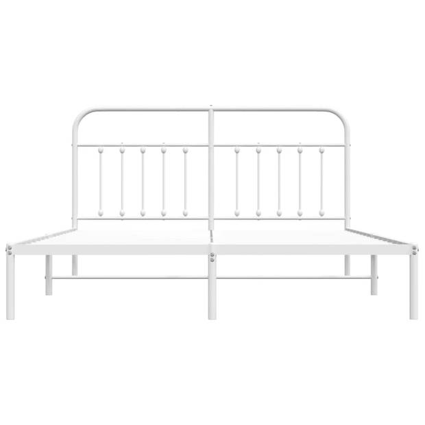 vidaXL Bedframe met hoofdbord metaal wit 183x213 cm