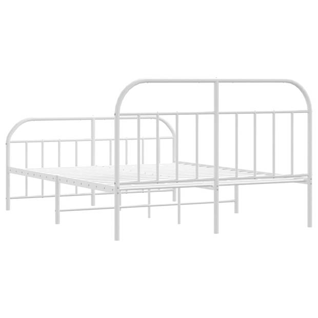 vidaXL Bedframe met hoofd- en voeteneinde metaal wit 140x200 cm