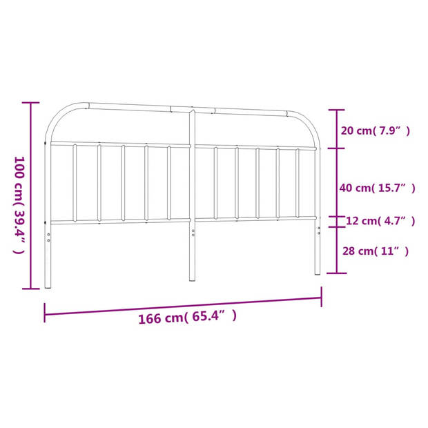 vidaXL Hoofdbord metaal wit 160 cm