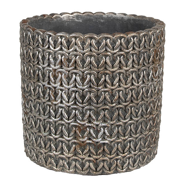 HAES DECO - Bloempot Binnen Ø 15x14 cm Grijs Steen Plantenpot