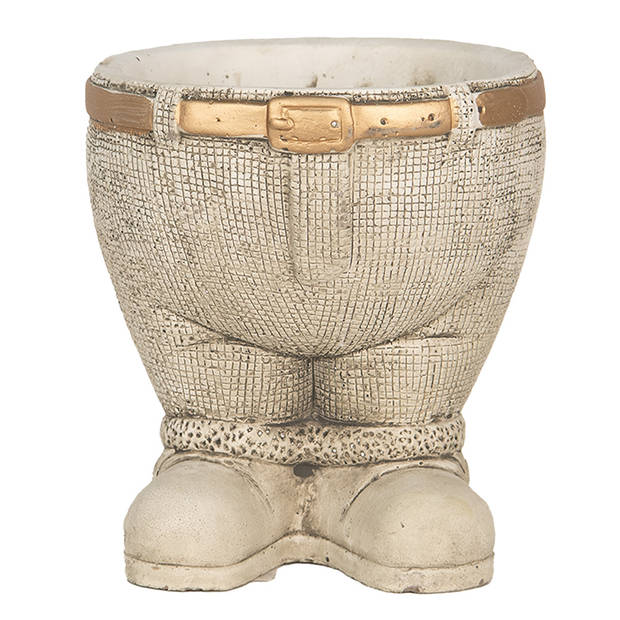 Clayre & Eef Bloempot Broek Ø 15x17 cm Grijs Steen Plantenpot Grijs Plantenpot