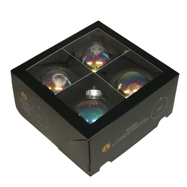Kerstballen van glas - 8x - transparant parelmoer -10 cm -milieubewust - Kerstbal