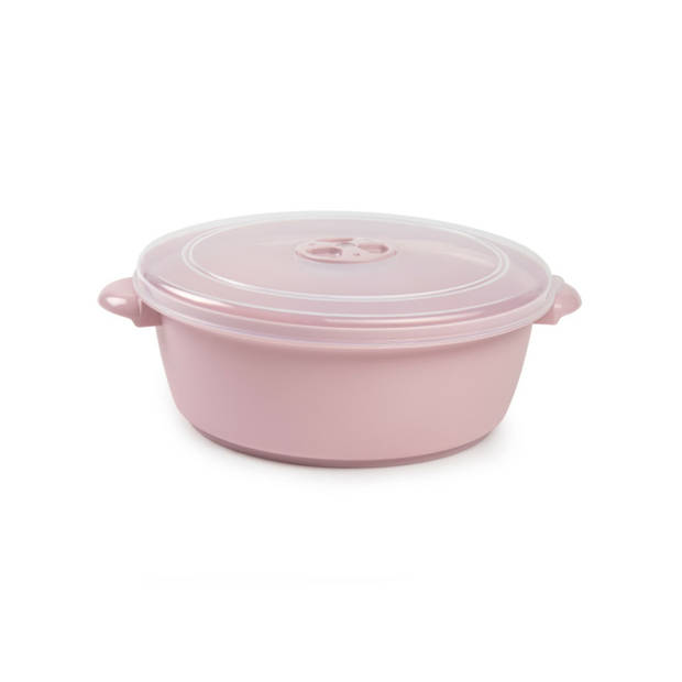 Forte Plastics Magnetronschaal met deksel/ventiel - 2 liter - roze - kunststof - BPA vrij - keukenhulpmiddelen - Magnetr