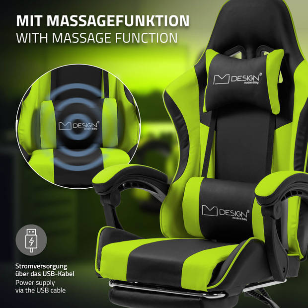 Massage gamestoel zwart/groen PU leer ML ontwerp