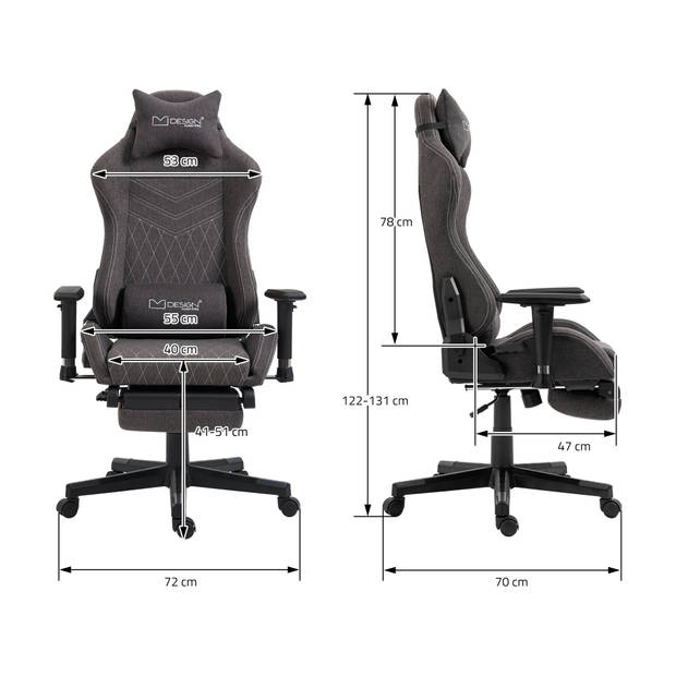 Gaming stoel grijs/wit ML-Design