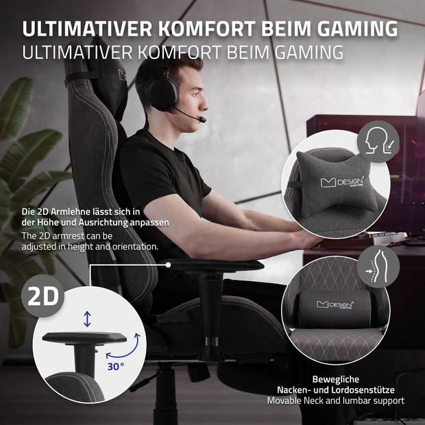 Gaming stoel grijs/wit ML-Design