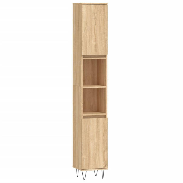 The Living Store Badkamermeubelset - Sonoma eiken - 30x30x190 cm/30x30x100 cm/58x33x60 cm