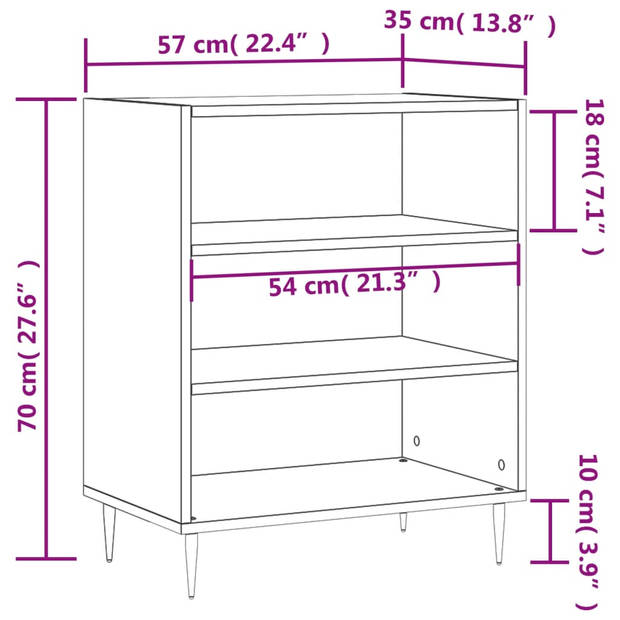 vidaXL Dressoir 57x35x70 cm bewerkt hout sonoma eikenkleurig