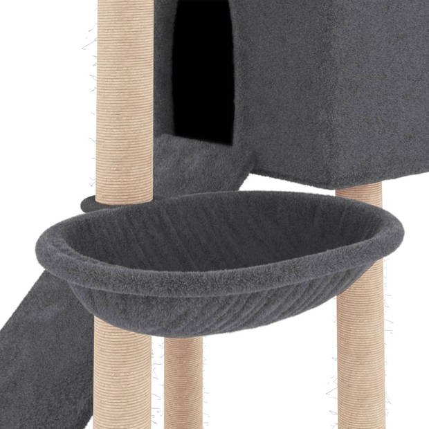 The Living Store Kattenmeubel - Alles-in-één - 72 x 66.5 x 153 cm - donkergrijs - Hout - pluche - sisal