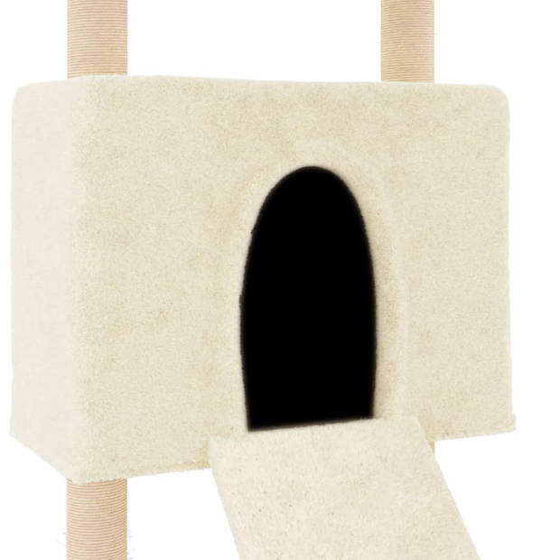 The Living Store Kattenmeubel - All-in-One - Krabpaal - 72x66.5x153cm - Crème