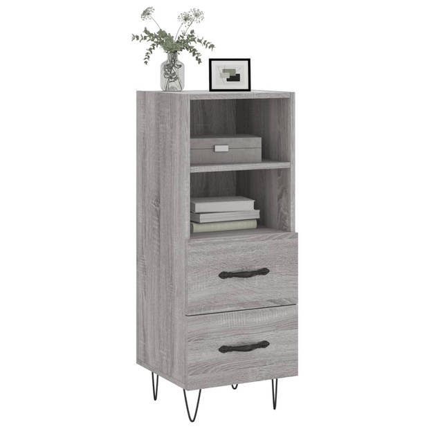 vidaXL Dressoir 34,5x34x90 cm bewerkt hout grijs sonoma eikenkleurig