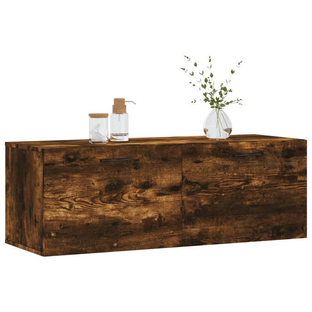 The Living Store Wandkast - Gerookt Eiken - 100 x 36.5 x 35 cm - Duurzaam Hout