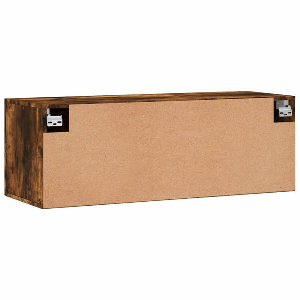 The Living Store Wandkast Gerookt Eiken - 100 x 36.5 x 35 cm - Zwevende kast