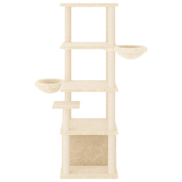 vidaXL Kattenmeubel met sisal krabpalen 147 cm crèmekleurig