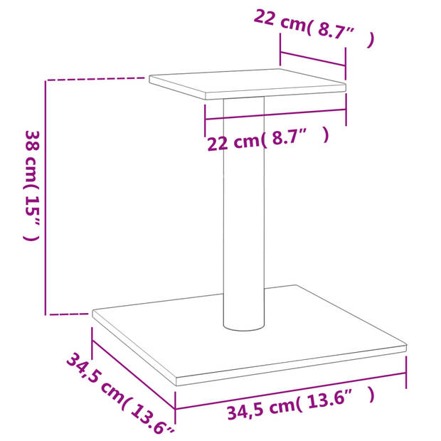 vidaXL Krabpaal met platform 38 cm donkergrijs