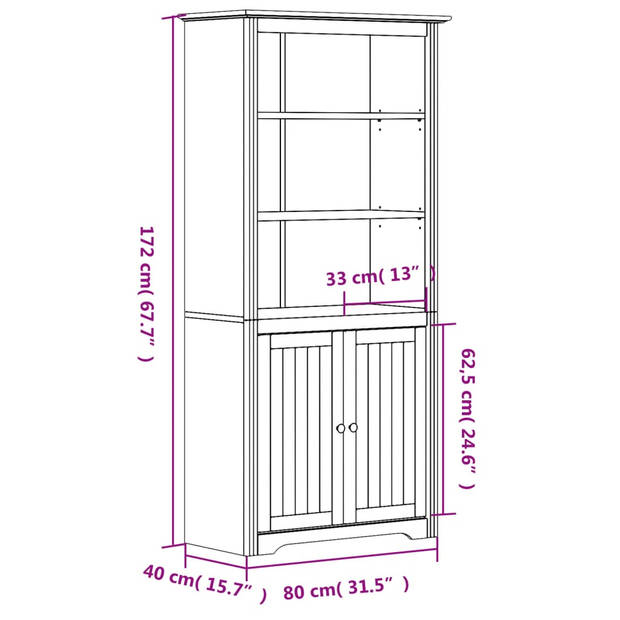 vidaXL Boekenkast BODO 82x40x173 cm massief grenenhout grijs