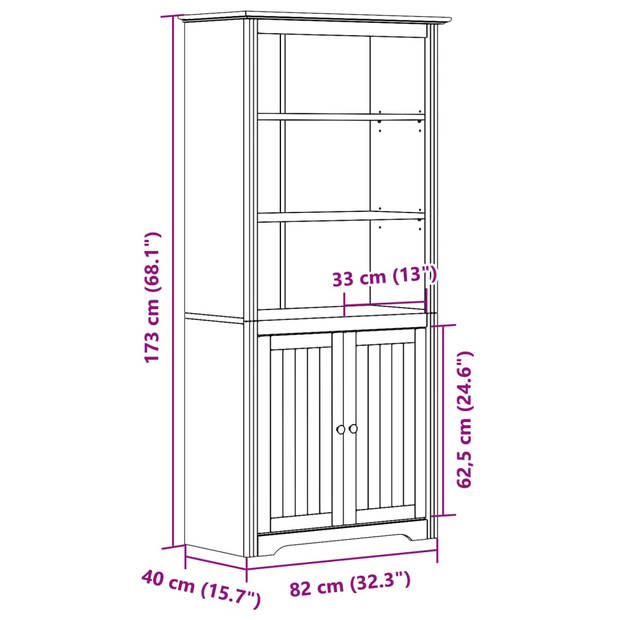 vidaXL Boekenkast BODO 82x40x173 cm massief grenenhout wit