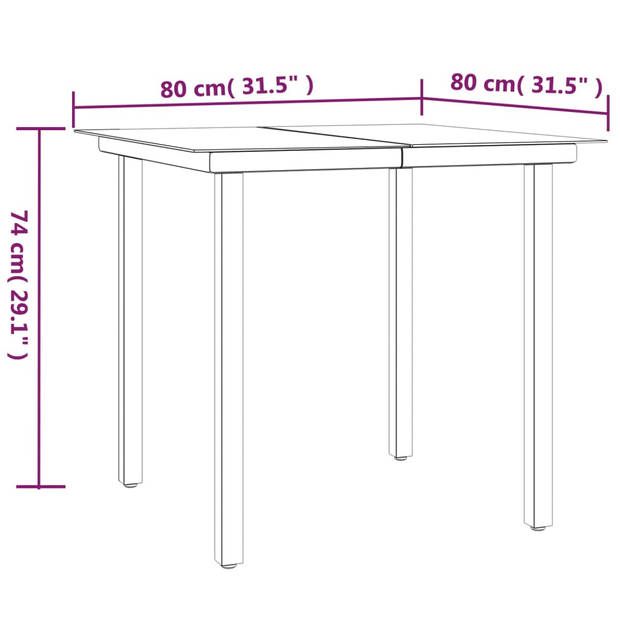 vidaXL 3-delige Tuinset met kussens poly rattan zwart