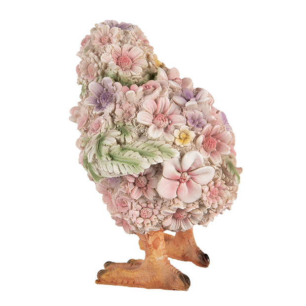 Clayre & Eef Decoratie Beeld Kuikentje 14 cm Roze Geel Polyresin Roze