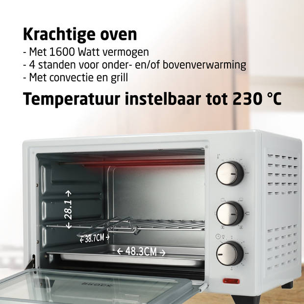 Brock TO 3001 WH Elektrische Oven – Vrijstaande Oven met Grill – Wit