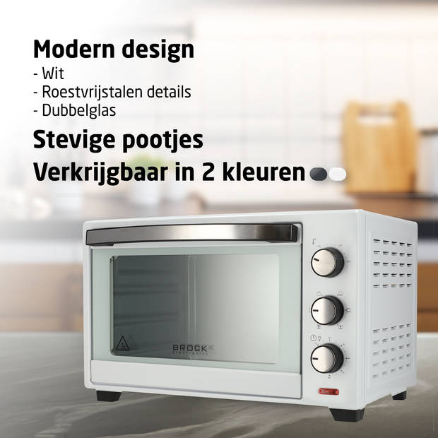 Brock TO 3001 WH Elektrische Oven – Vrijstaande Oven met Grill – Wit