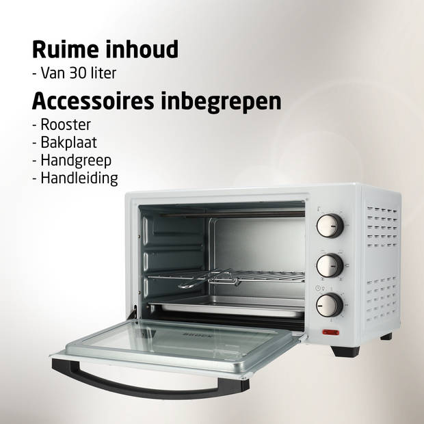 Brock TO 3001 WH Elektrische Oven – Vrijstaande Oven met Grill – Wit