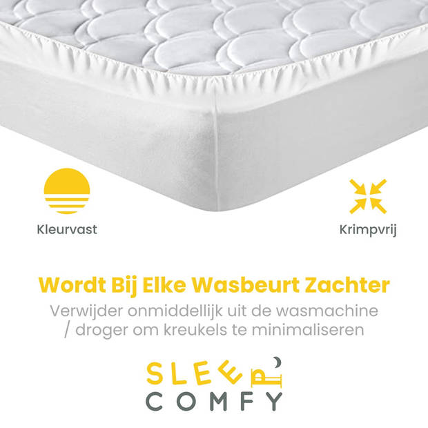 Sleep Comfy - 100% Katoen Premium Hoeslaken 80x200 cm - Jersey - Antibacteriëel - Rondom Elastiek - Wit