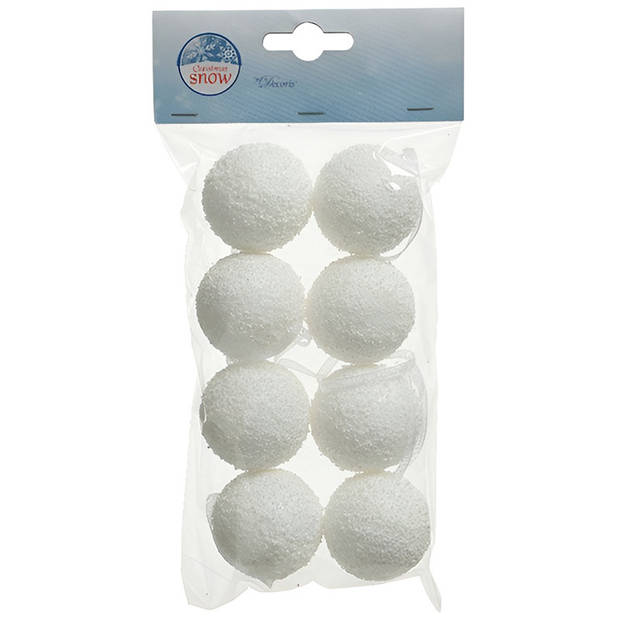 Pakket van 48x stuks deco sneeuwballen diverse formaten - Decoratiesneeuw