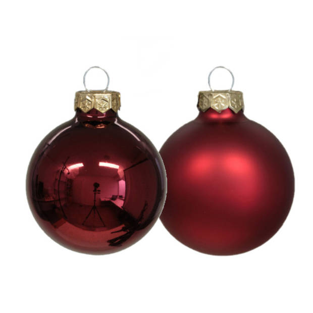 Othmar Decorations kerstballen - 36x - donkerrood - glas - 6 cm - glans/mat - Kerstbal