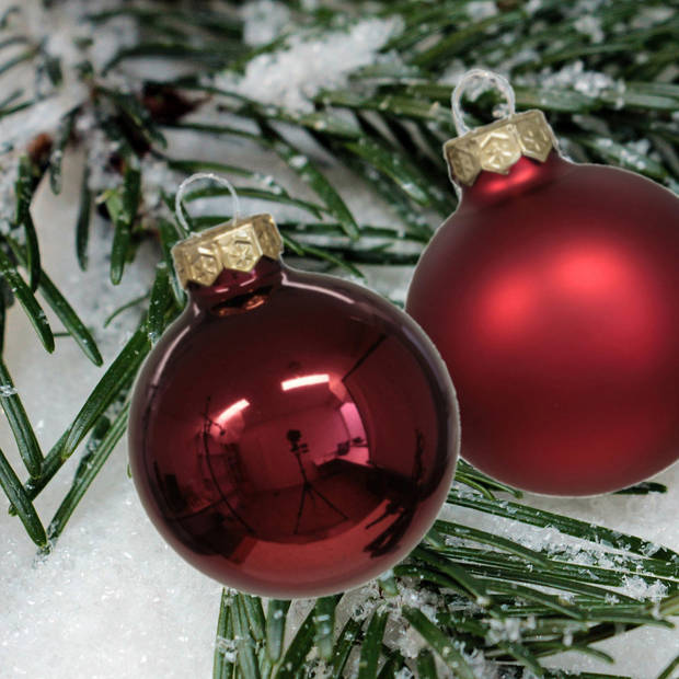 Othmar Decorations kerstballen - 36x - donkerrood - glas - 6 cm - glans/mat - Kerstbal