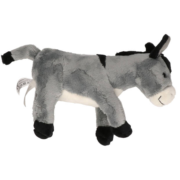 Pluche knuffel boerderijdieren set Koe en Ezel van 22 cm - Knuffel boederijdieren