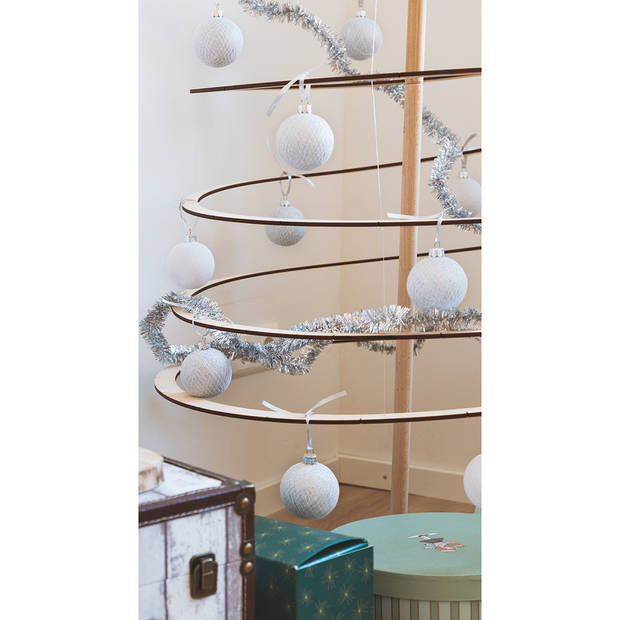 3x Witte Cotton Balls kerstballen decoratie 6,5 cm - Kerstbal