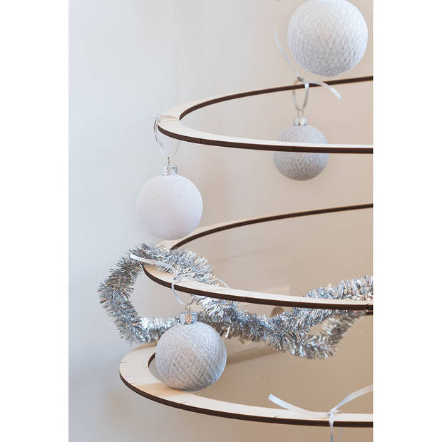 3x Witte Cotton Balls kerstballen decoratie 6,5 cm - Kerstbal