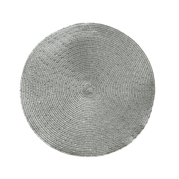 1x stuks ronde placemats zilver 38 cm van kunststof - Placemats
