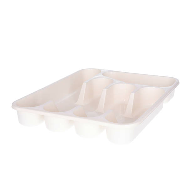 Excellent Houseware Bestekbak/keuken Organizer - 5-Vaks - Creme - 33,5 x 26,5 x 3,5 cm - Bestekbakken