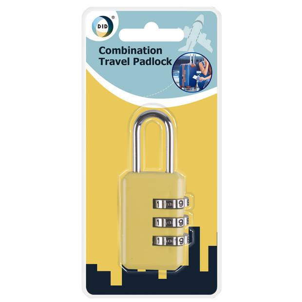 Bagageslot/cijferslot en kofferriem set voor reistassen en koffers - geel - Kofferslotjes