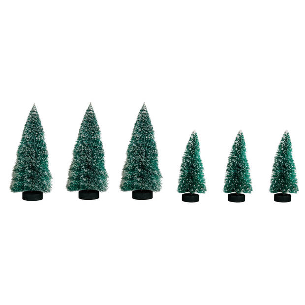 Rayher hobby kerstdorp miniatuur boompjes - 16x stuks - 5 en 7 cm - Kerstdorpen