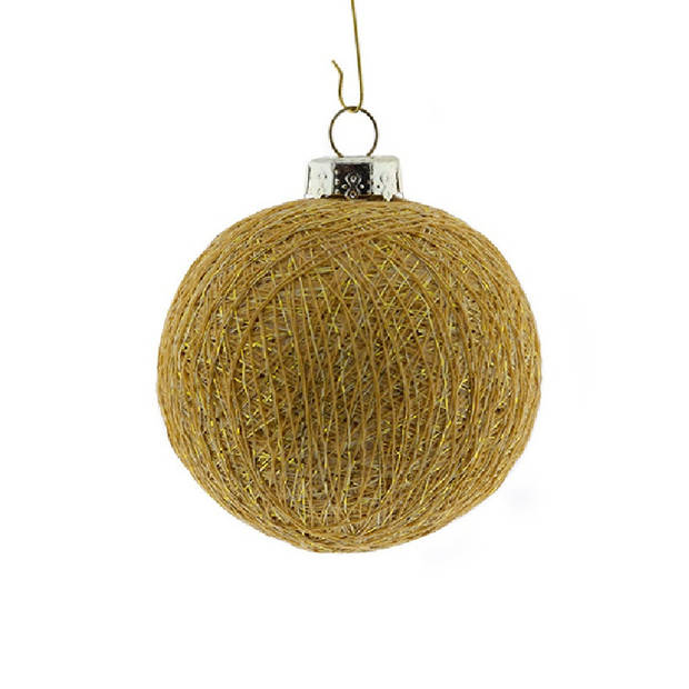 Cotton Balls kerstballen - goud - katoen - 6,5 cm - Kerstbal